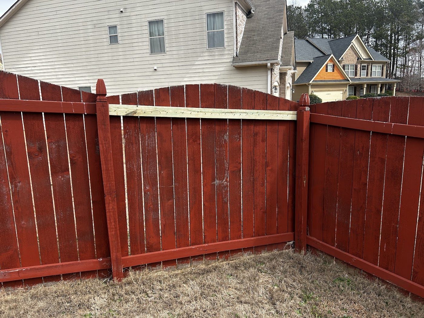 Stained privacy fence and gate