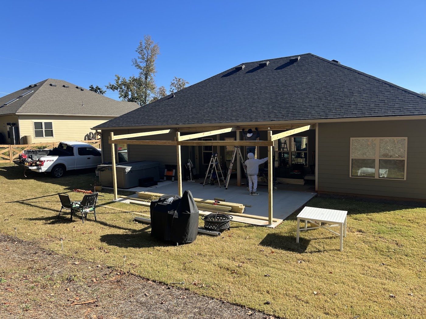 Backyard patio cover build