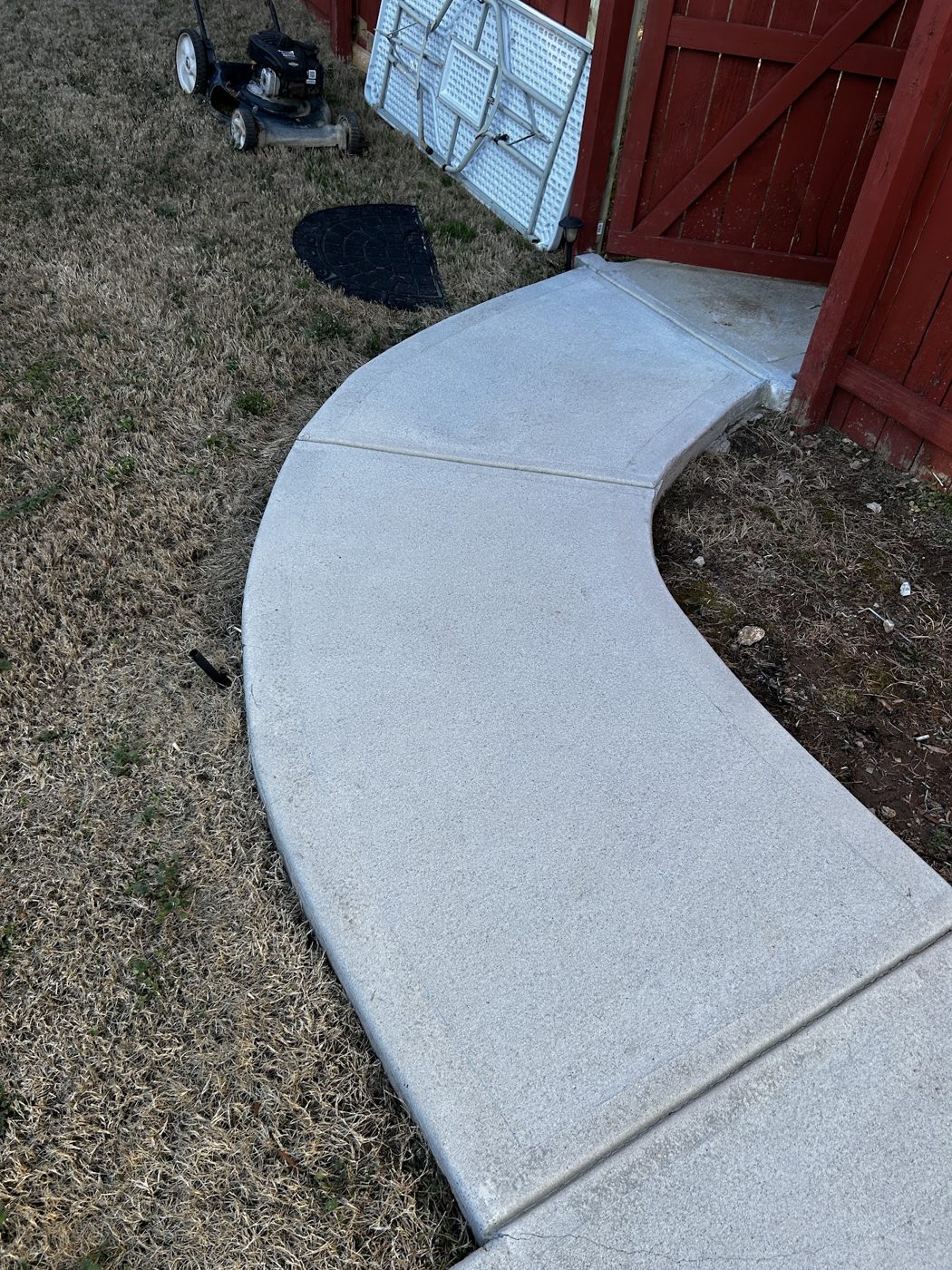 Pressure-washed concrete walkway